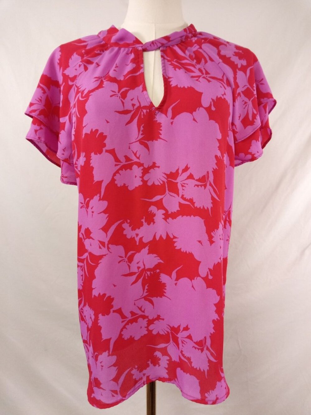 Pleione Women's Pink and Red Blouse Size Medium